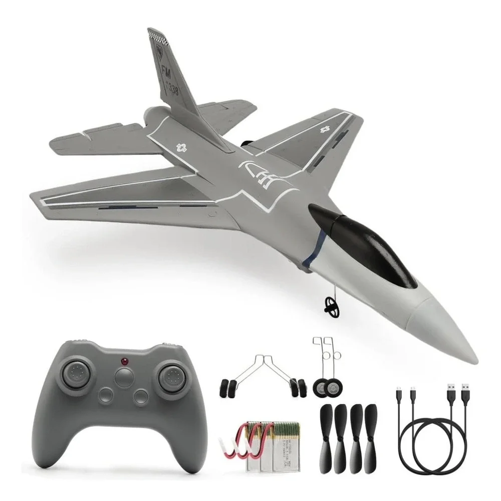 Jaming RC Jet Airplane 2.4GHz 3CH‎ F16 Glider Foam Gray LED Lights Batteries